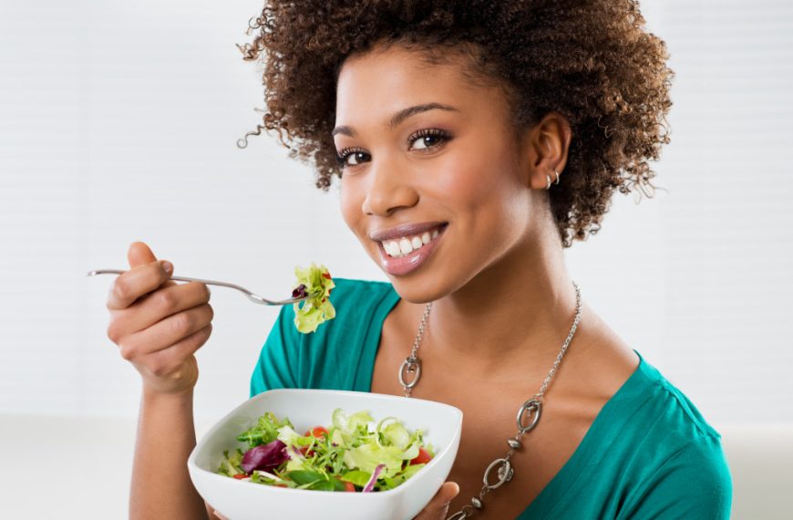 woman eating healthy meal