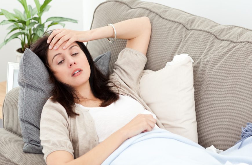 woman not feeling well