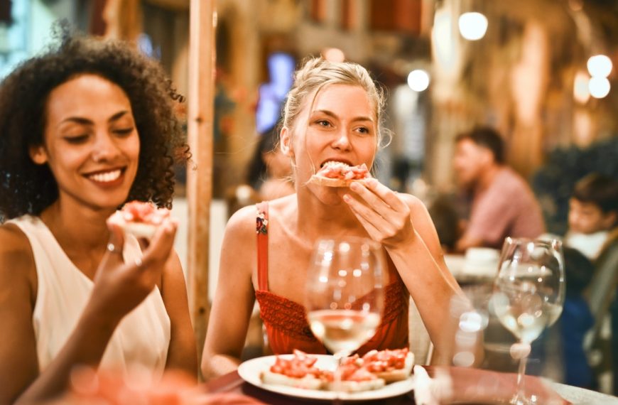 Woman Eating Bruschetta