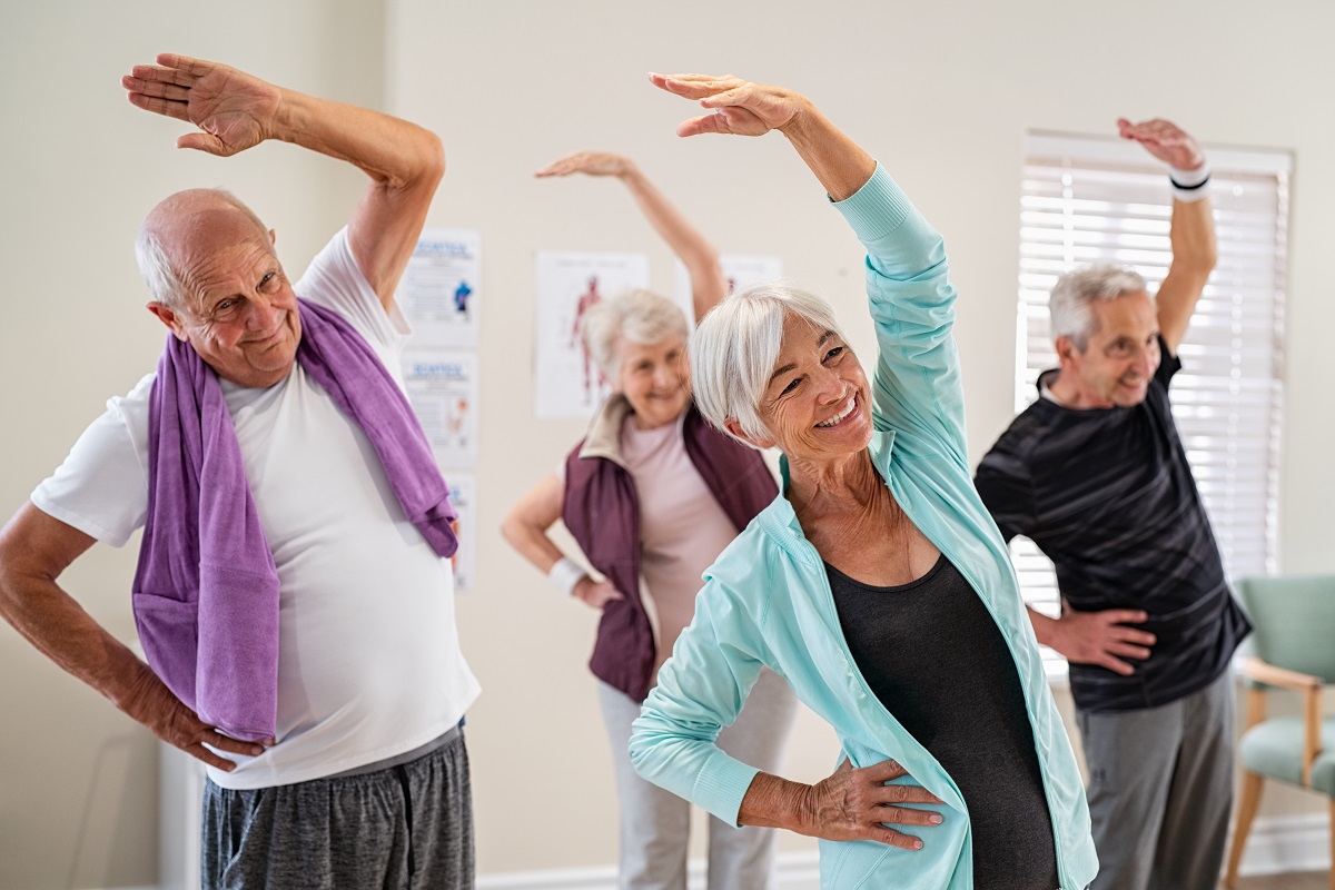 Elderly men and old women exercising