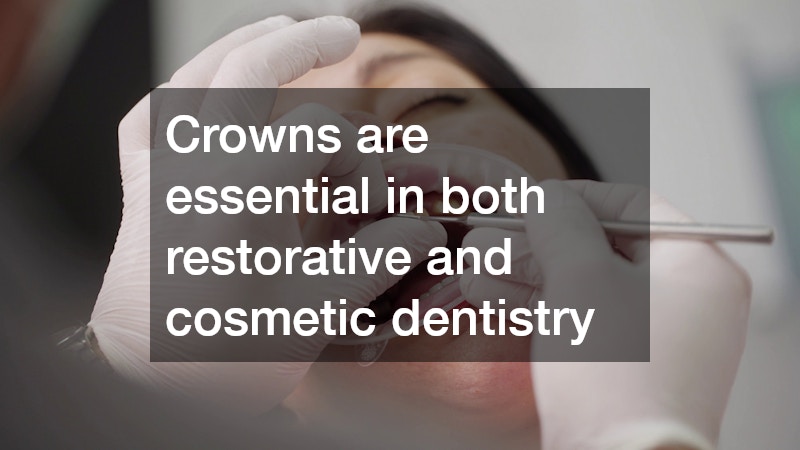 dentist performing a dental crown procedure